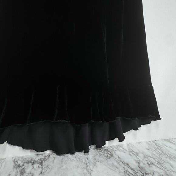 VTG J. Crew 90s Silk Velvet Ruffle Pull On Slip Midi Skirt M L Witchy Whimsigoth - Picture 1 of 8